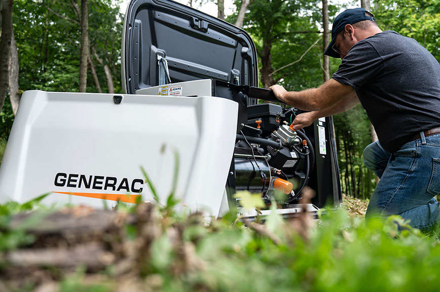 A Generac generator installation in progress in Palm Beach County